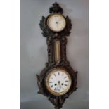 Barometer, Thermometer, Clock. Black Forest style - cast metal