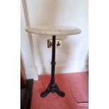 Small wine table, tripod stand, marble topped , Coalbrookdale style base,