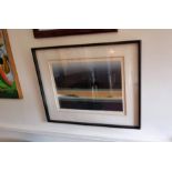 Limited edition print of a dark coastal seascape 50/60, signed, see images.