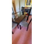 Dining table snake wood/black lacquer with extension leaves, 8 Calligeros Oslo chairs black