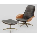 Mid Century-Loungesessel mit Ottoman von George Mulhauser