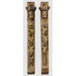 Zwei Rokoko-Pilaster mit Engelsköpfen und Rocaillen