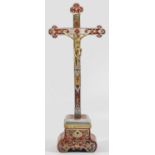 Barock-Standkruzifix mit Kreuz und Sockel in Boulle-Technik