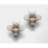 Paar charmante Bienen-Diamantohrclips