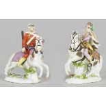 Zwei Miniatur-Figuren "Husar zu Pferde"
