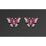 Paar charmante Schmetterlings-Ohrringe mit Rubinen