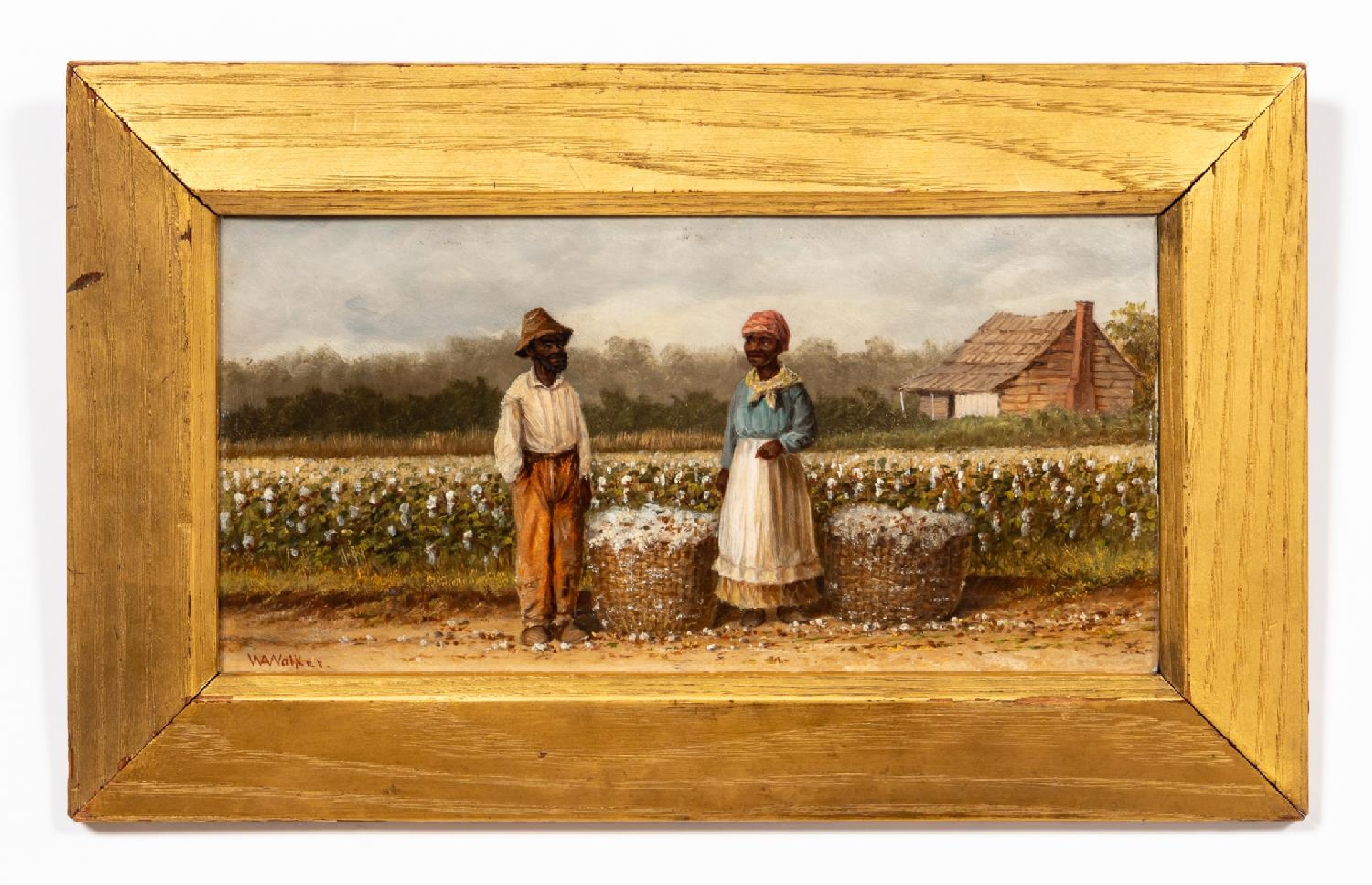 WILLIAM AIKEN WALKER, COTTON PICKERS AND CABIN