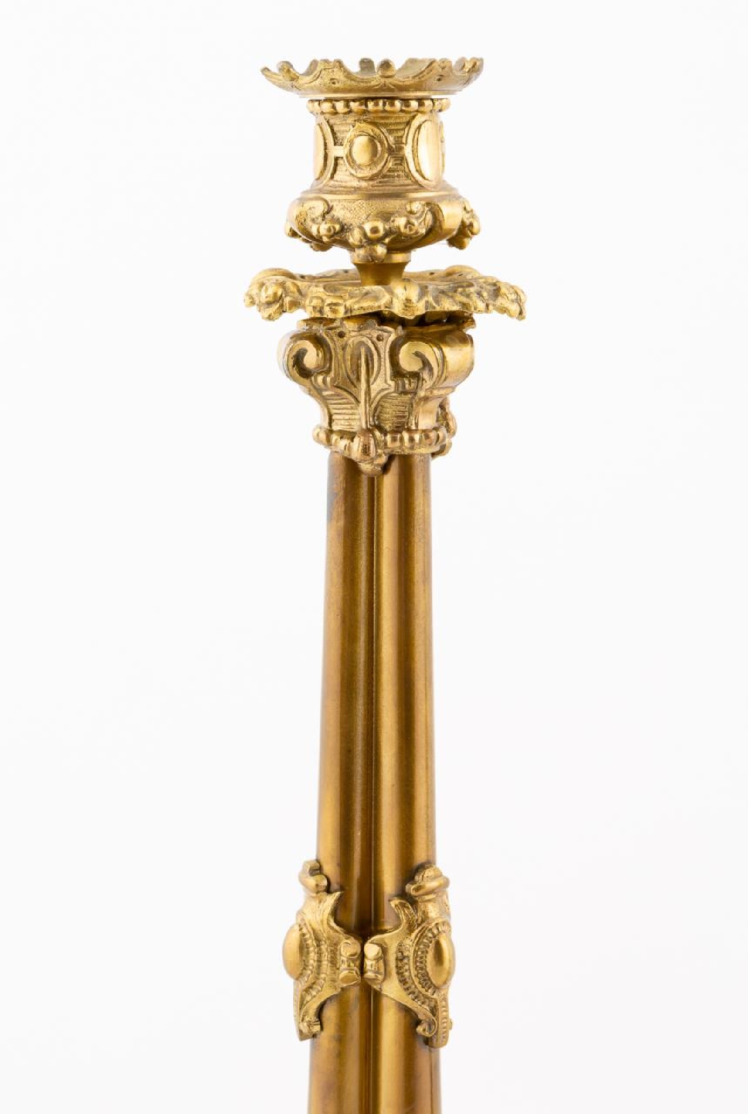 PAIR, 19TH C. BRONZE CHERUB CANDLESTICKS - Image 4 of 5