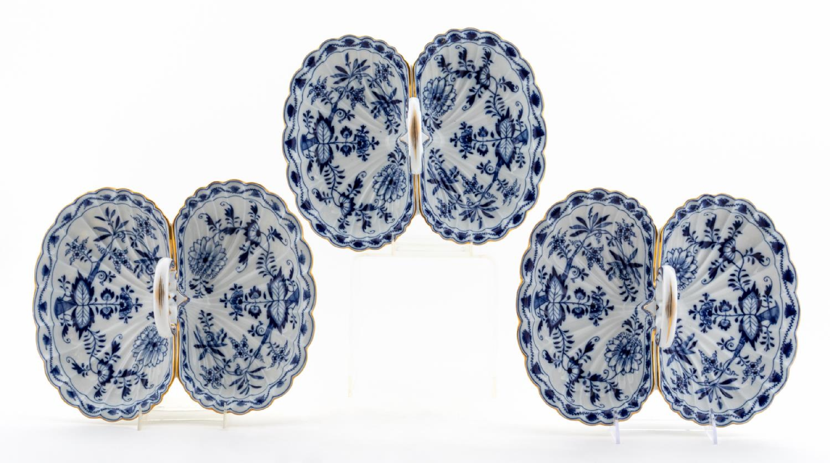 3 PCS, MEISSEN BLUE ONION SERVING DISHES - Image 4 of 7