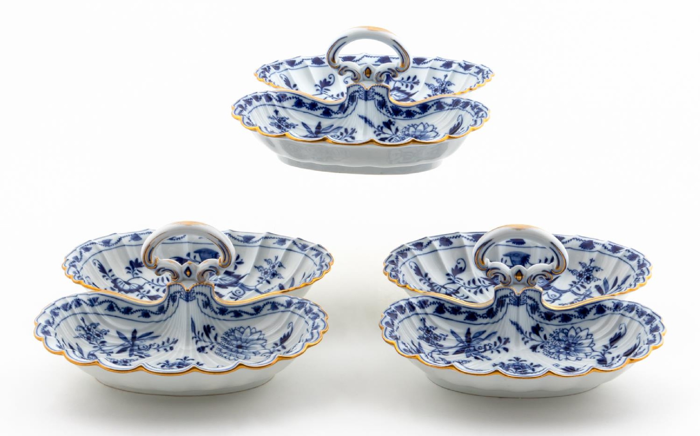 3 PCS, MEISSEN BLUE ONION SERVING DISHES - Image 3 of 7