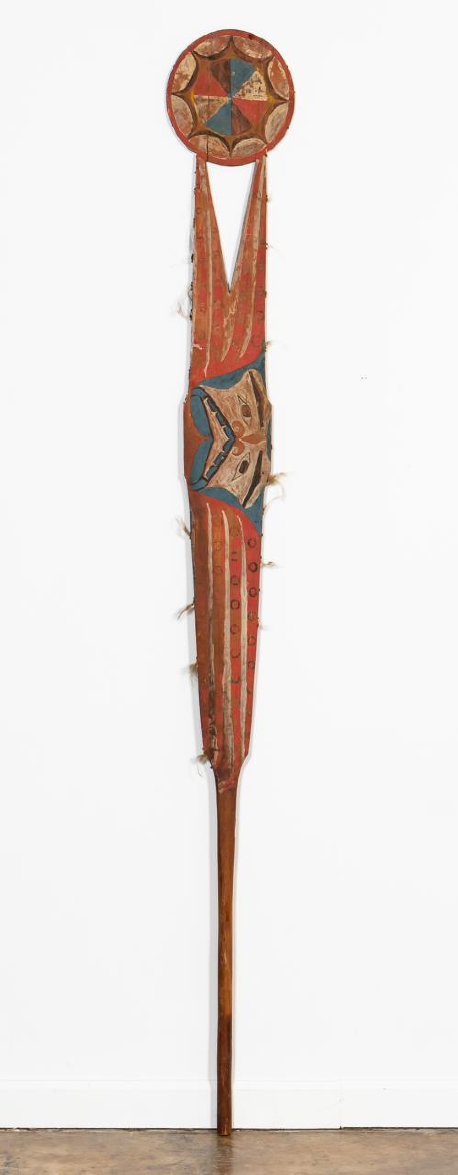 19TH C. PNW COAST CARVED & PAINTED WOOD OAR