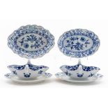 4 PIECES, MEISSEN "BLUE ONION" TABLEWARES, GRAVY