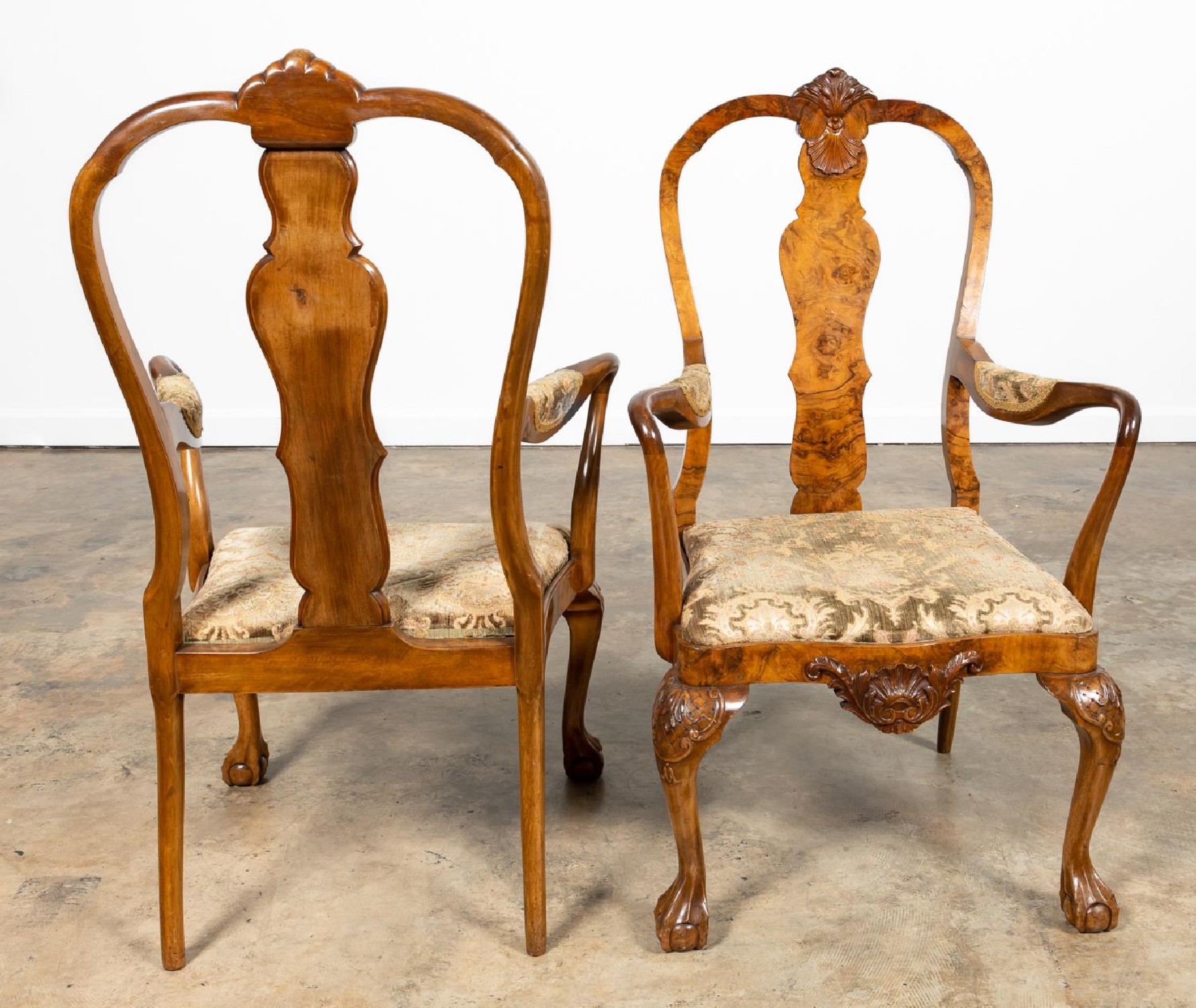 PAIR OF ITALIAN ROCOCO STYLE WALNUT ARMCHAIRS - Image 2 of 7