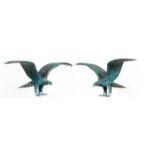 PAIR, BARRY NORLING, LARGE PATINATED COPPER EAGLES