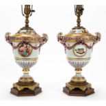 PAIR, CAPODIMONTE TABLE LAMPS, MYTHOLOGICAL MOTIF