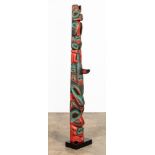 NORTHWEST COAST POLYCHROME WOOD TOTEM POLE