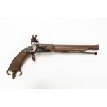 SCOTTISH ALL METAL RAM'S HORN FLINT LOCK PISTOL