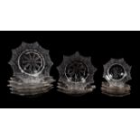 13 PCS, 19TH C ETCHED CRYSTAL PLATES, 4 SIZES