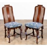 PAIR, 18TH C. QUEEN ANNE CANED WALNUT SIDE CHAIRS