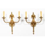 PAIR, LOUIS XVI STYLE GILT BRONZE SCONCES