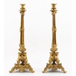 PAIR, 19TH C. BRONZE CHERUB CANDLESTICKS