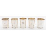 FIVE AMERICAN STERLING SILVER MINT JULEP CUPS
