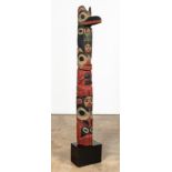 NORTHWEST COAST CARVED CEDAR TOTEM POLE