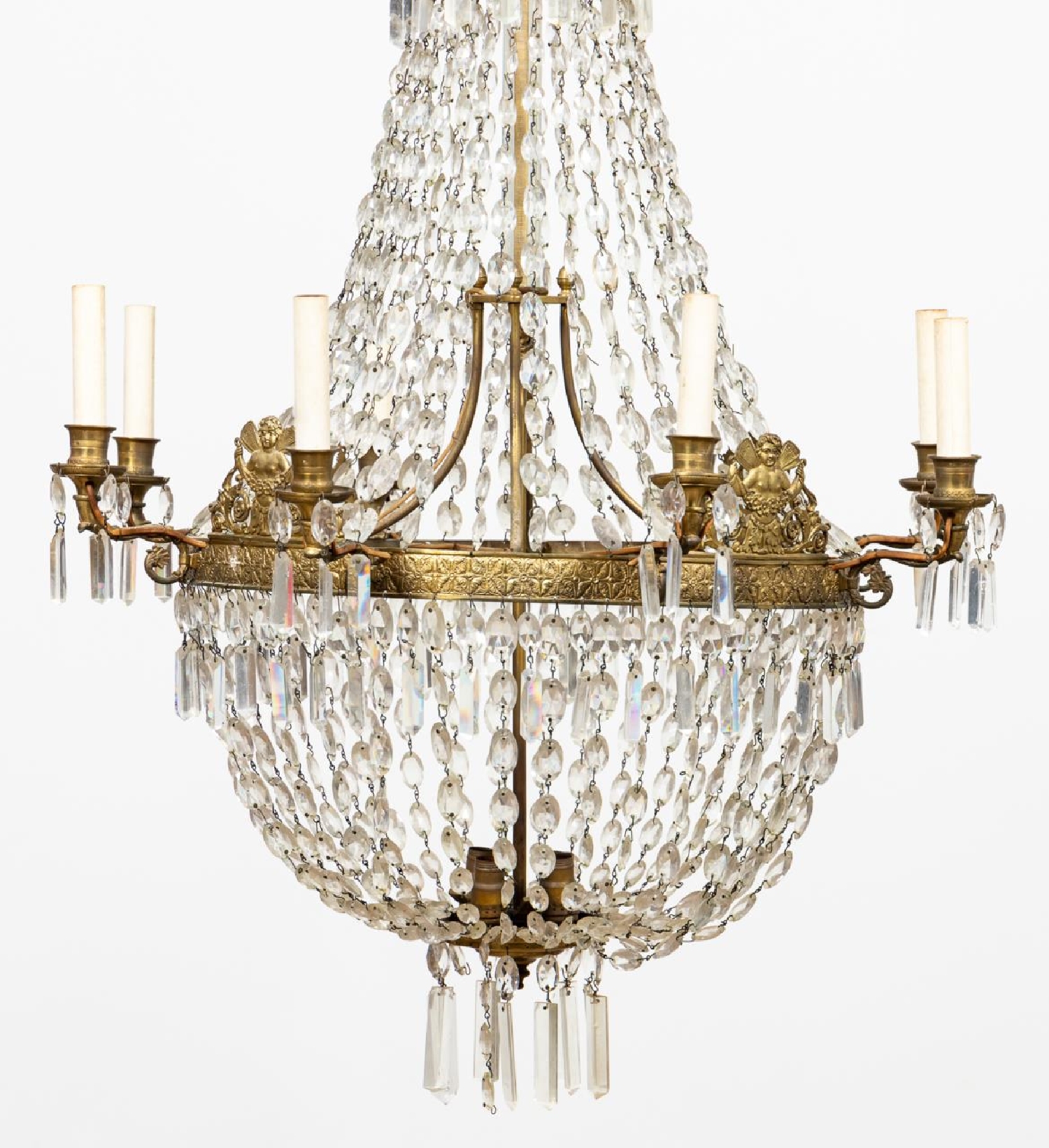 PR. EMPIRE STYLE GILT & CRYSTAL BASKET CHANDELIERS - Image 7 of 7