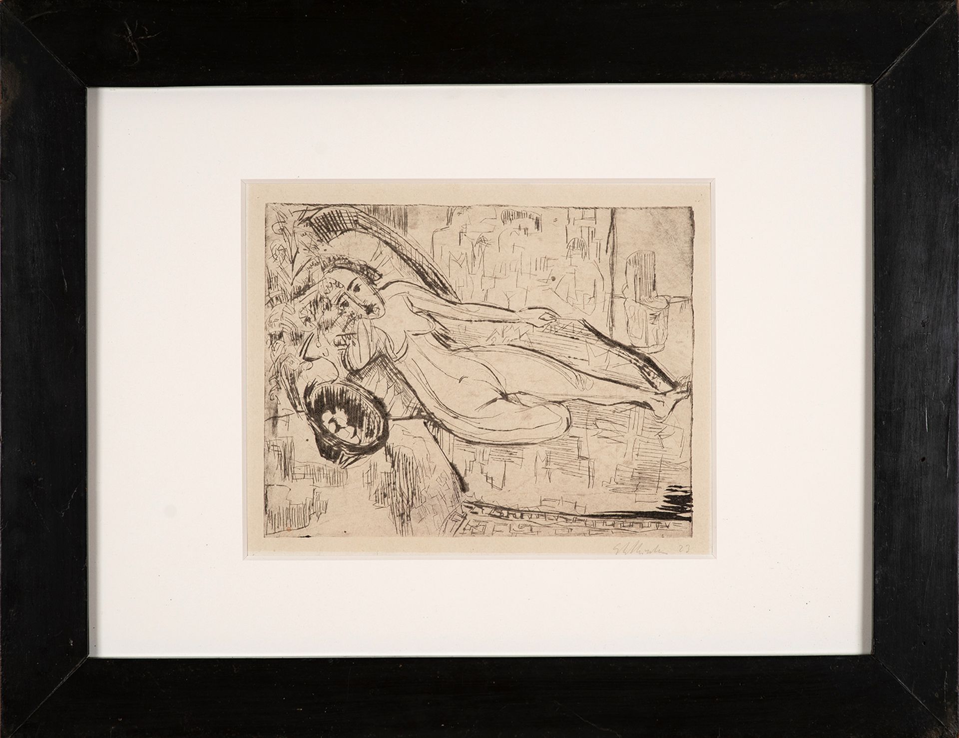 Ernst Ludwig Kirchner – Nacktes liegendes Mädchen auf Diwan. - Image 2 of 5