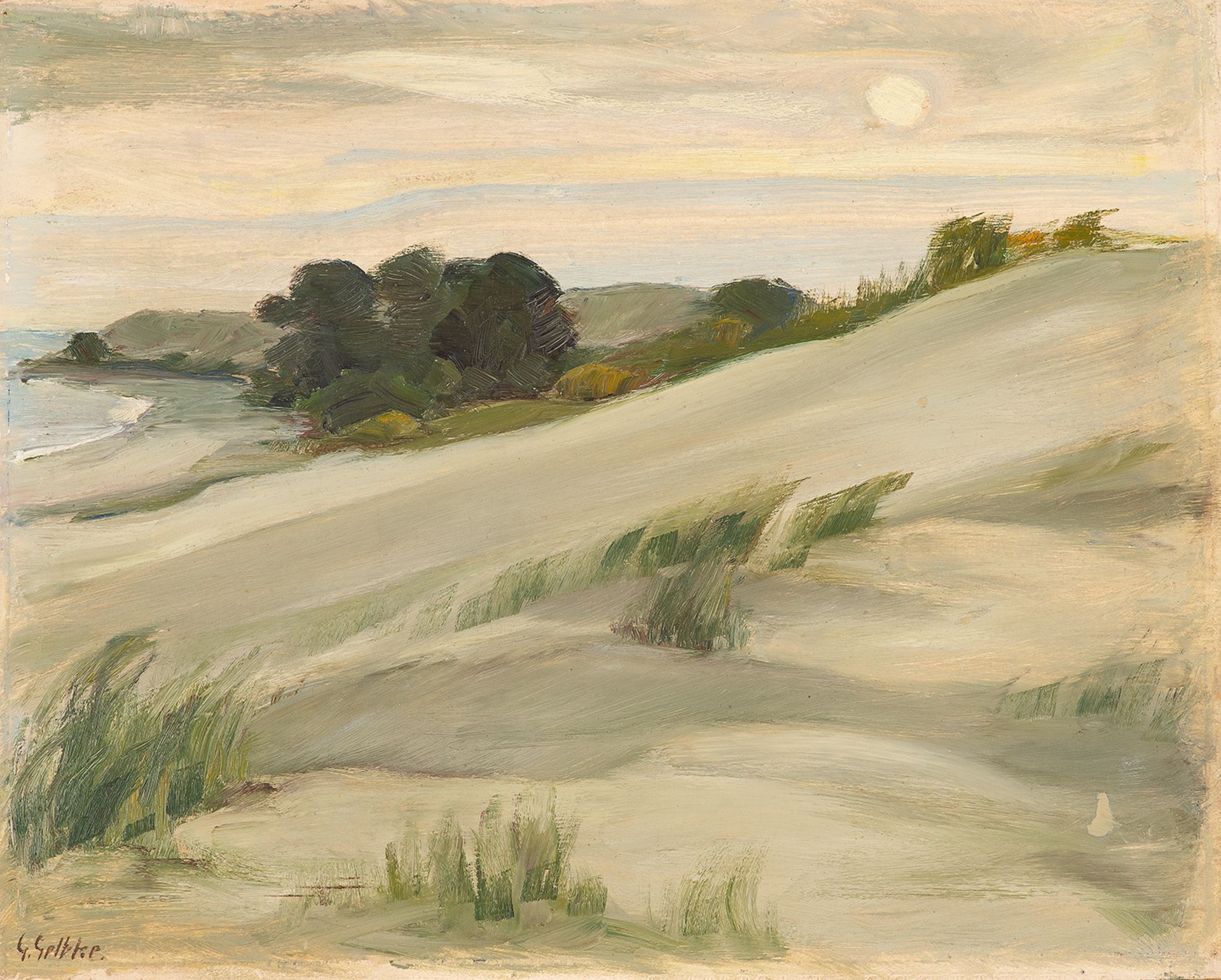 Georg Hermann Gelbke – Dünen - verschleierte Sonne - kurische Nehrung. 1930er Jahre.