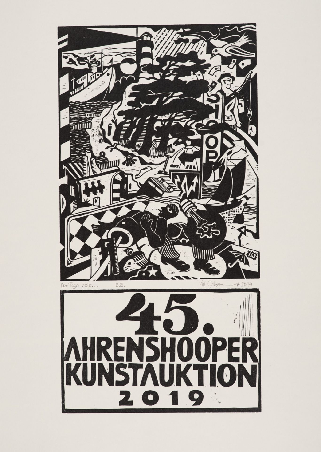 Wasja Götze – Plakat zur 45. Ahrenshooper Kunstauktion. Künstlerplakat. 2019.