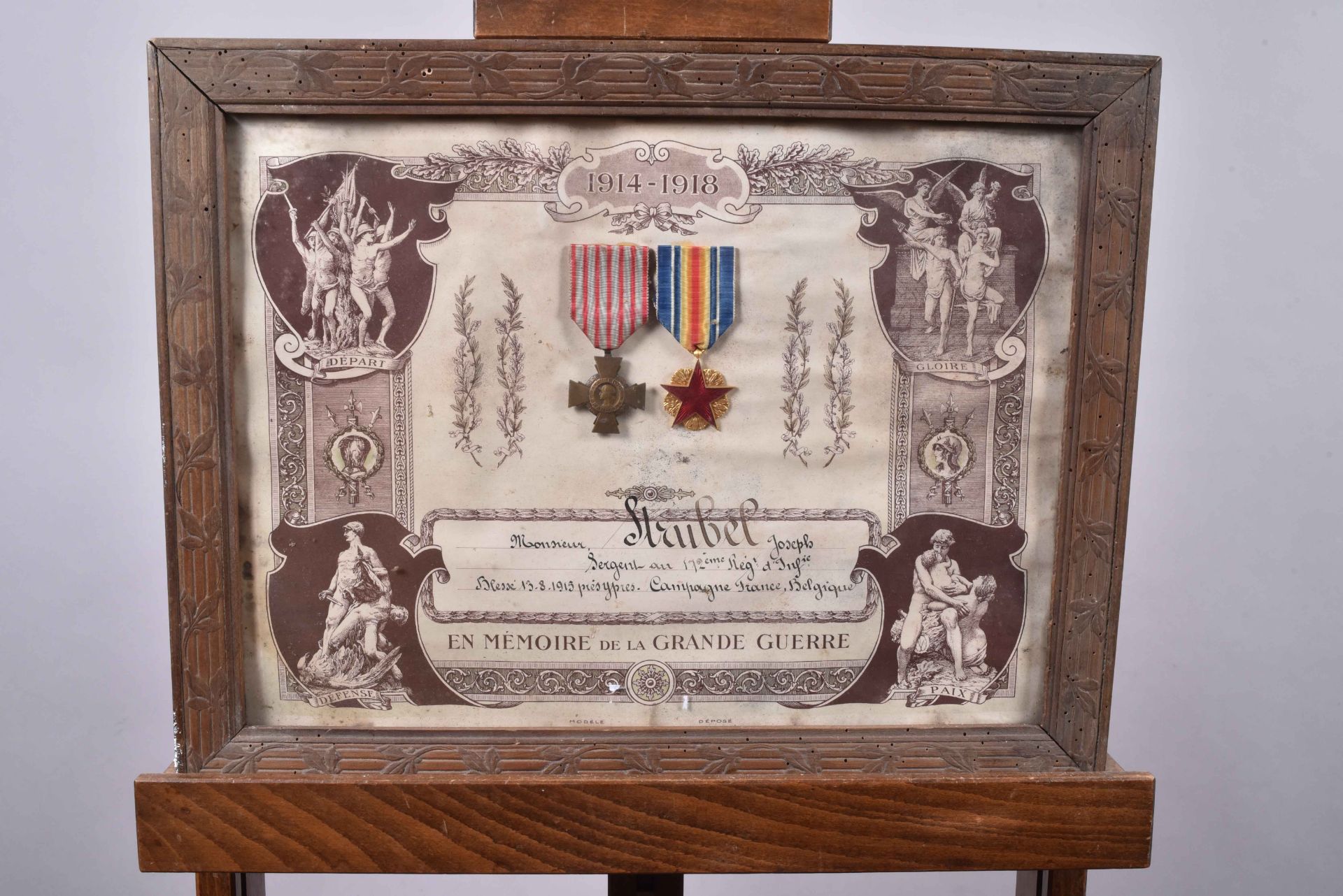 Souvenirs du sergent joseph Strubel du 172e R.I. blessé en aout 1915 près Ypres, avec 2 décorations 