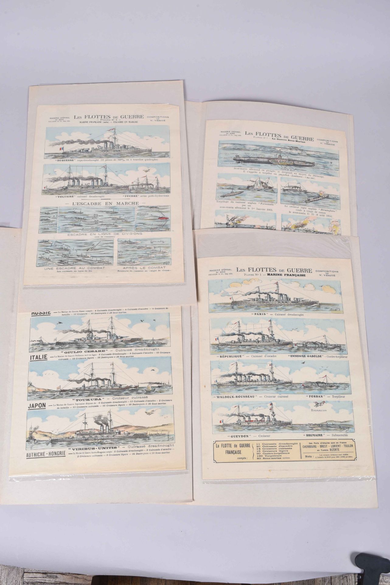 Les flottes de guerre. 8 planches en couleurs, par V. Vérité 1917. Marine française, marine - Image 2 of 2