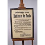 Affichette du conseil municipal de Paris. 1918. « Habitants de Paris » c’est la victoire, la