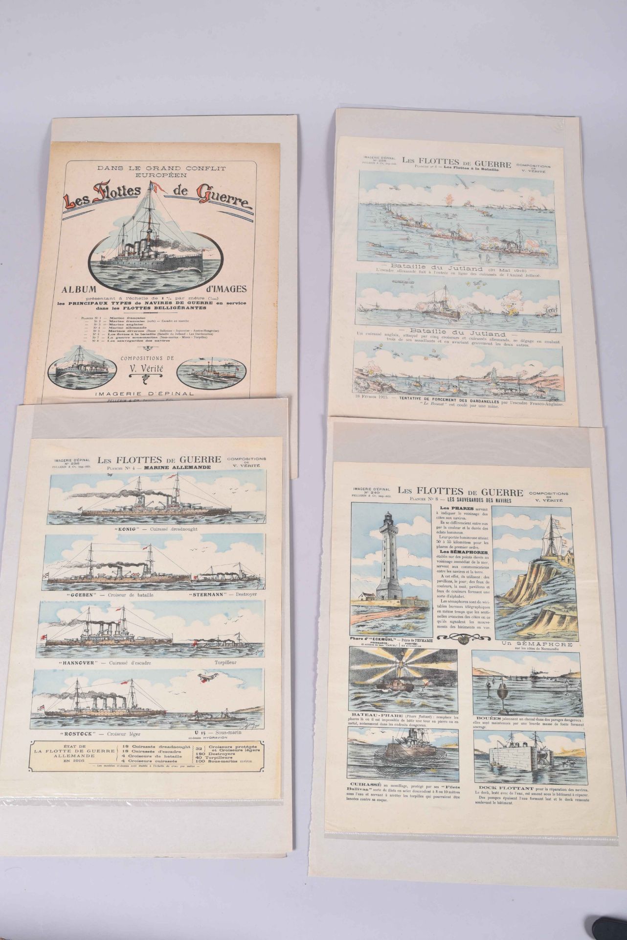 Les flottes de guerre. 8 planches en couleurs, par V. Vérité 1917. Marine française, marine