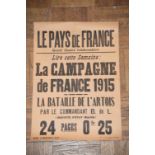 Affichette « Le pays de France, La campagne de France 1915 » Imprimerie du Matin, 26 août 1915.