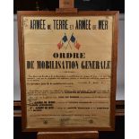 Affiche « Ordre de mobilisation générale » en date du dimanche 2 aout 1914. Exemplaire original