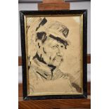 Alexandre ALTMANN (1885-1950). "Portrait de poilu". Encre de Chine et sépia. Signée en bas à