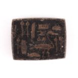 Ancient Egyptian Two-Sided Inscription Depicting Horus Steatite Tablet ca. 600 BC