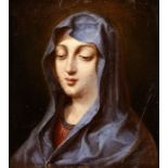 Late 17thC French Old Master Portrait Painting Depicting Weeping Madonna