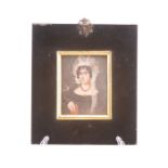 Regency Miniature Portrait of Lady - Brass, Ebony - 19th century Painting