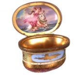 Early 20thC Viennese Porcelain Pillbox Depicting Nymphs Mocking Cupid Tied