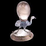 Ludwig Neresheimer - Hanau - Emu Paperweight - Enamel, Silver gilt, Rock Crystal and Ruby (1.50ct) -