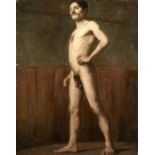 Jean Gabriel Domergue (1889-1962) Full-Length Portrait Painting Depicting a Studio Nude