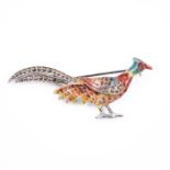 Cold Painted Marcassite Pheasant Brooch