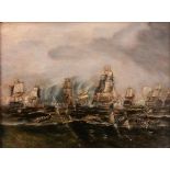 NO RESERVE PRICE English School Nautical Armada Oil Painting