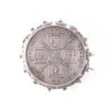 NO RESERVE PRICE 1887 One Florin Silver Coin Brooch