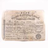 NO RESERVE PRICE Masonic Signed Document with All-Seeing Seal - Grand Certifying Council of the Gran