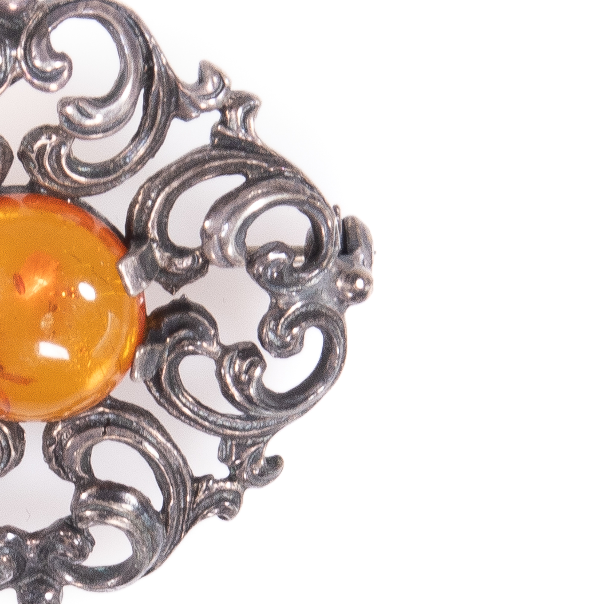 Art Nouveau Silver Amber Brooch - Image 3 of 7