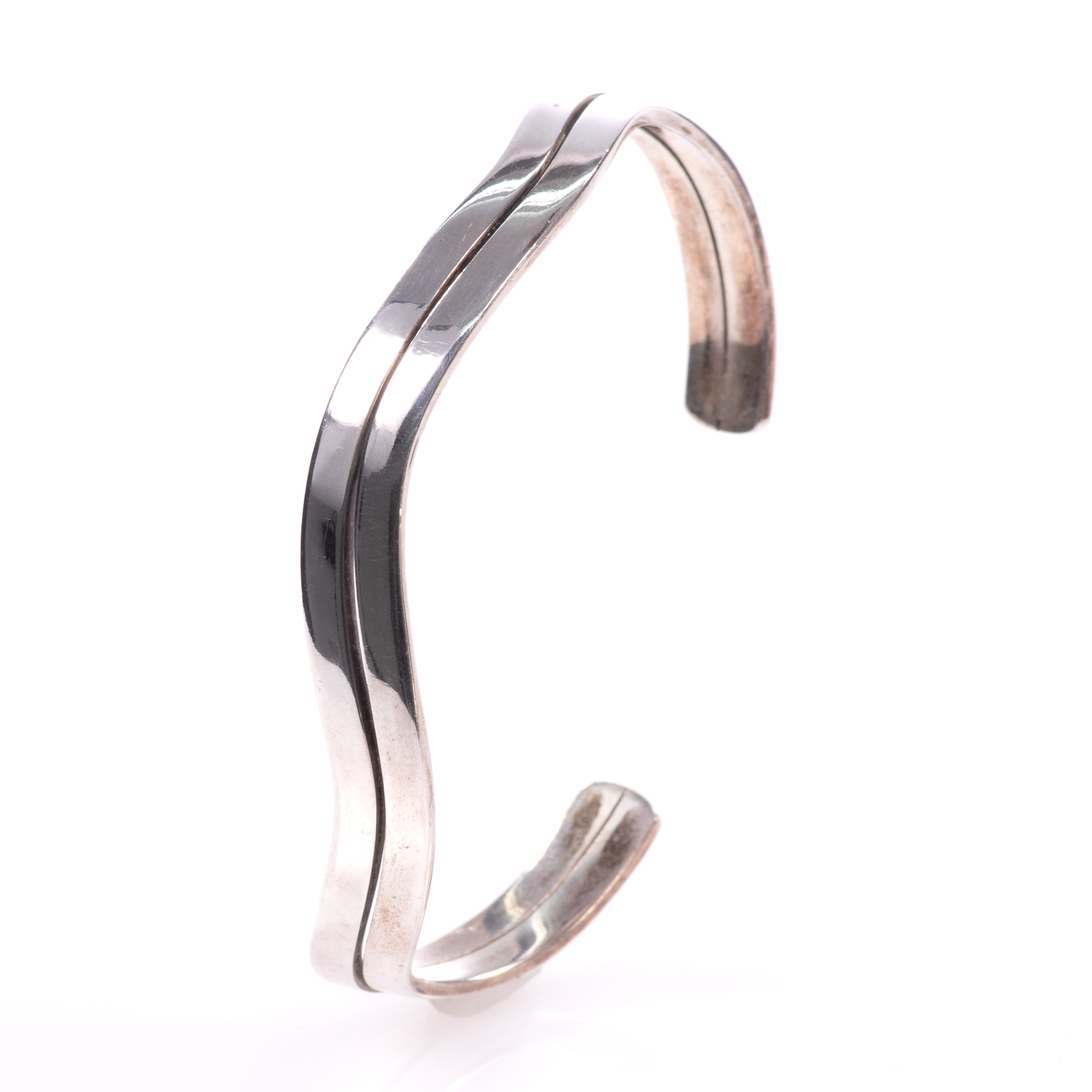 Silver Modernist Bangle Bracelet